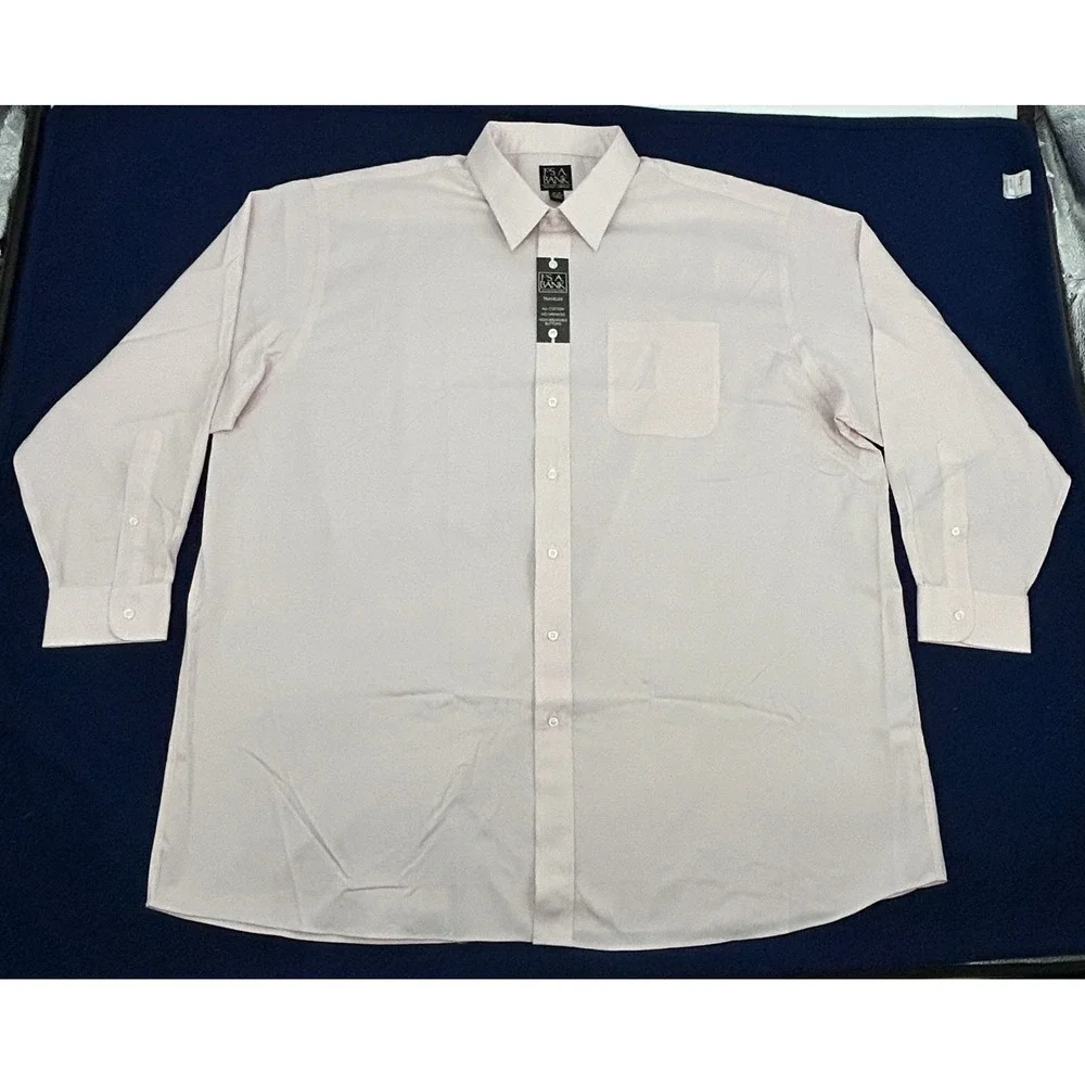 Jos. A. Bank Traveler Dress Shirt Mens 18.5 34 Light Pink No Wrinkle Cotton NEW